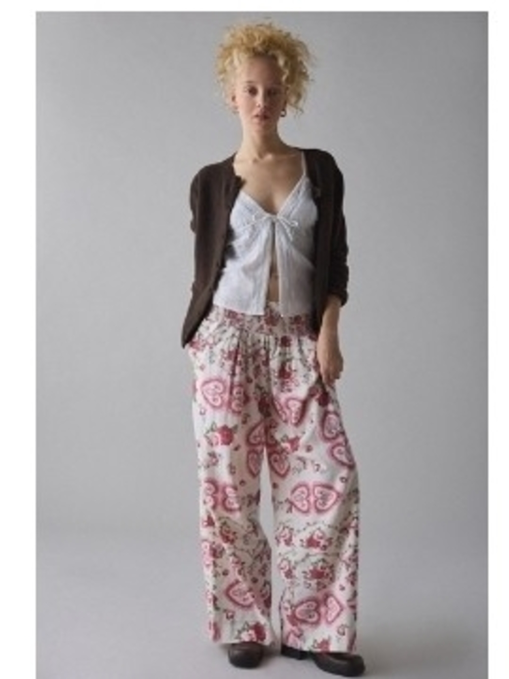 Kimchi Blue Caroline Smocked Wide Leg Linen-blend Pants Size L